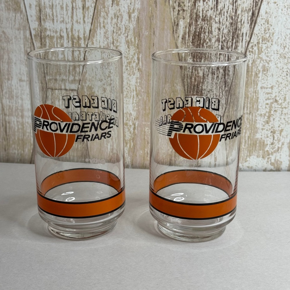 Vintage Providence Friars Big East Basketball Getty Gas Drinking Glasses Set 2